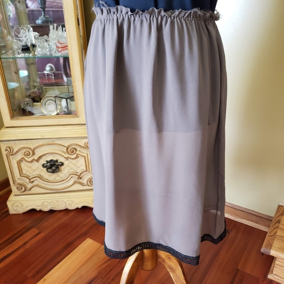 MARNI | TAUPE ELASTICIZED WAIST SHEER SILK SKIRT - Picture 4 of 10